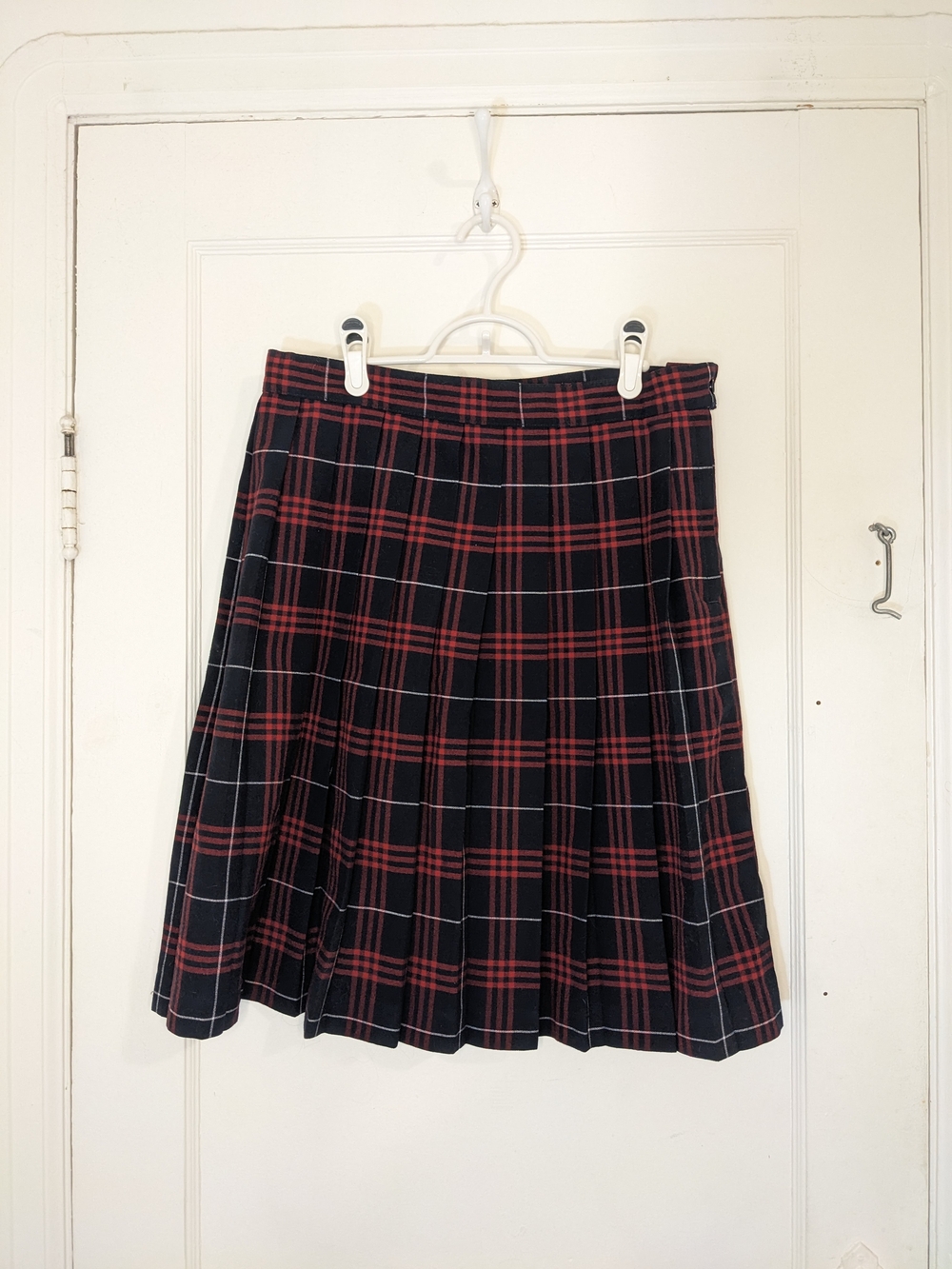 French Toast Red and Black Plaid Pleated Skirt